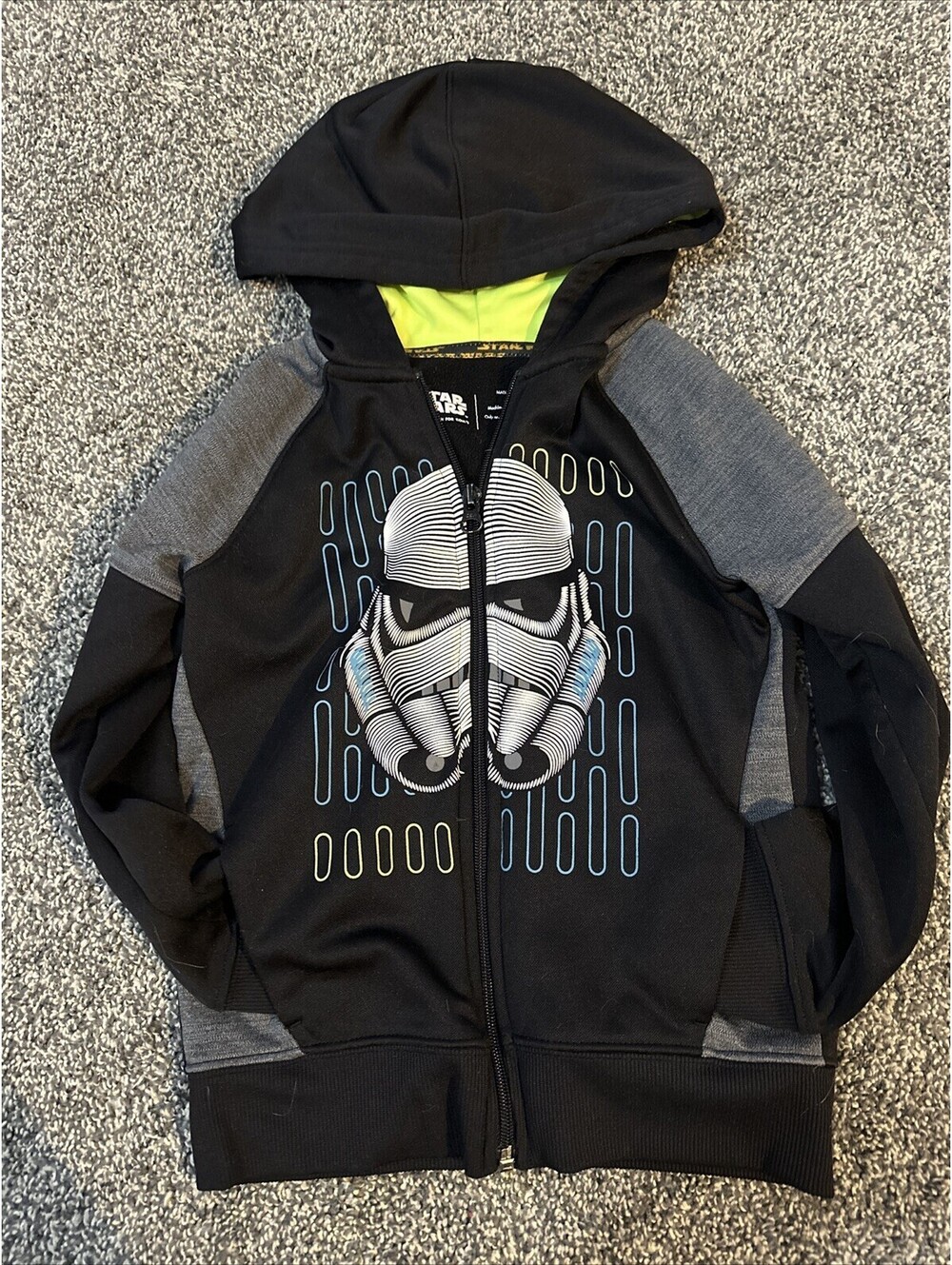 Star Wars Storm Trooper Size 5 Boys Jacket Zip Up Black White And Gray